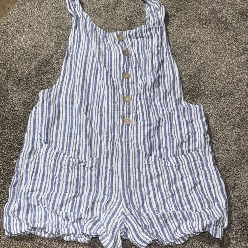 Xhilaration Blue and White Striped Jumpsuit Sleeveless Romper